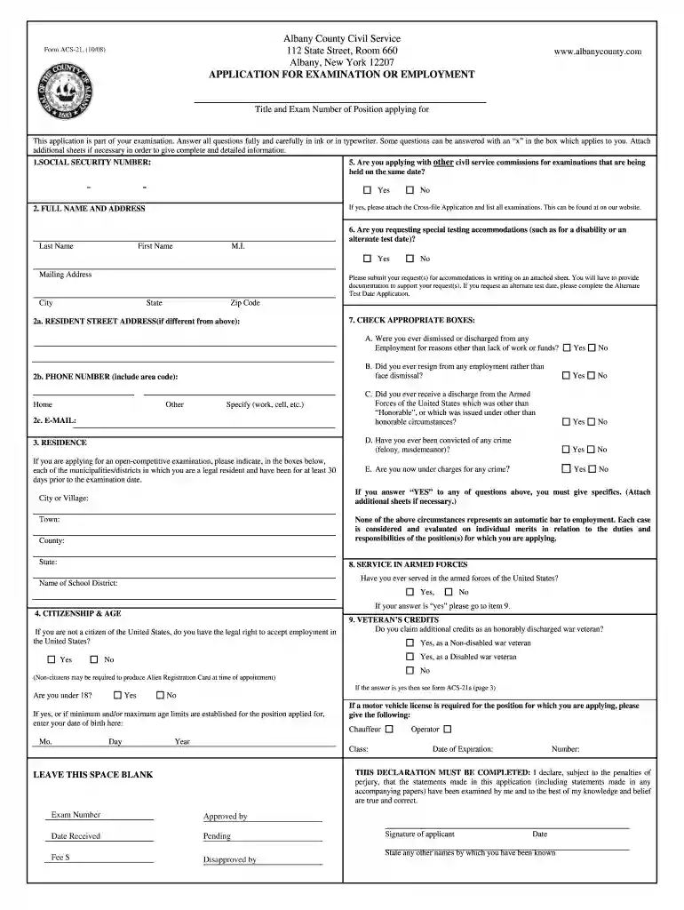 albany county form acs 21 Preview on Page 1