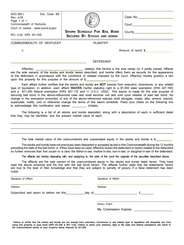 kentucky secured bonds Preview on Page 1