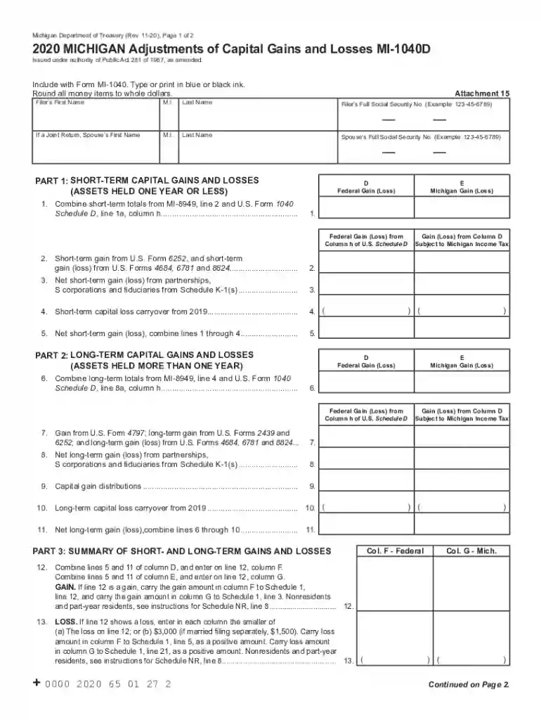 michigan 1040d Preview on Page 1
