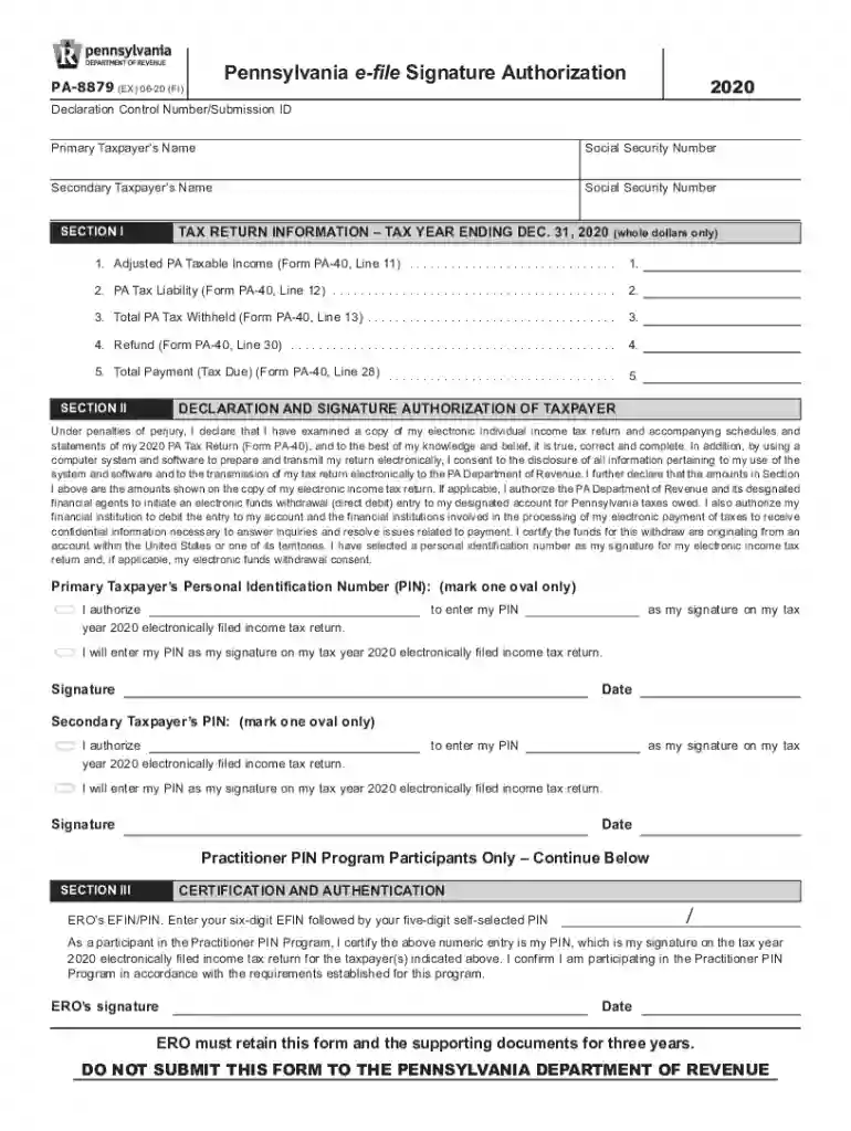 form pa 8879 Preview on Page 1