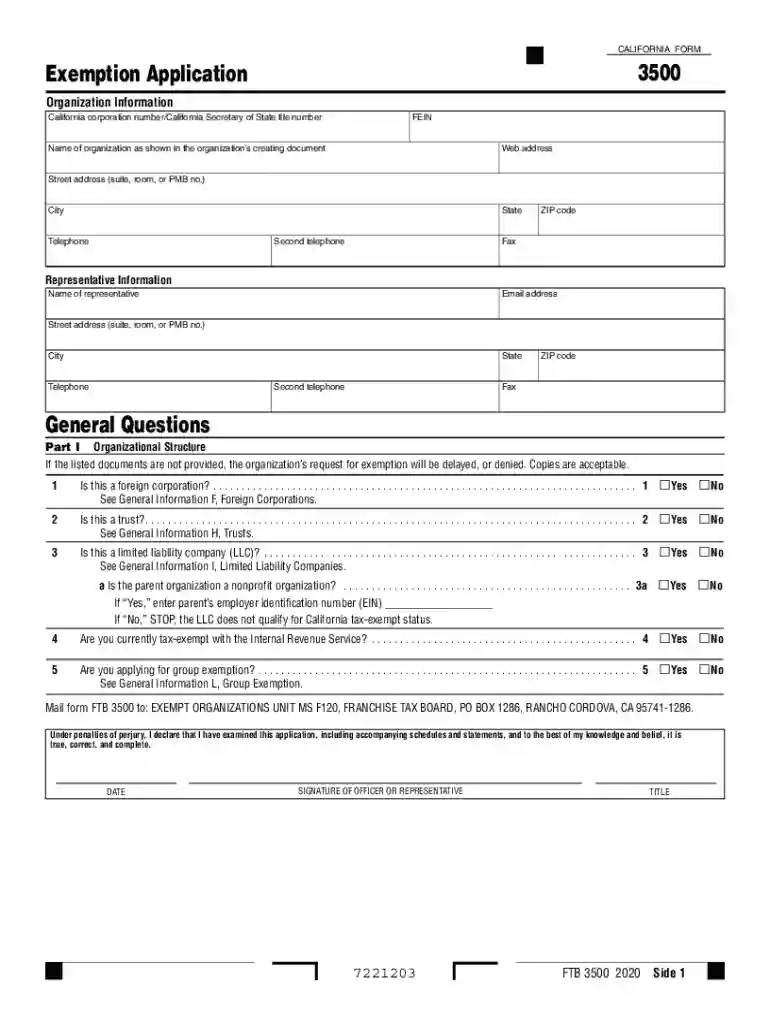 ftb exemption application Preview on Page 1