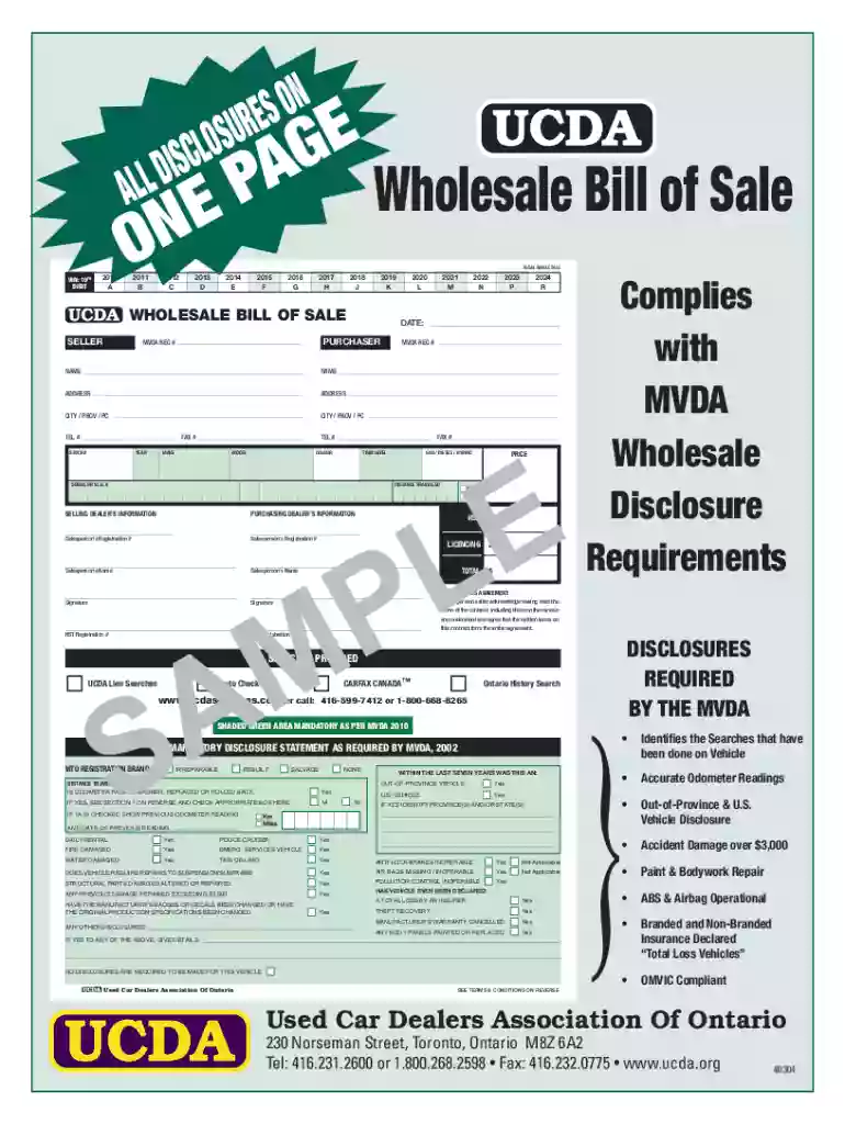 ucda wholesale bill of sale Preview on Page 1