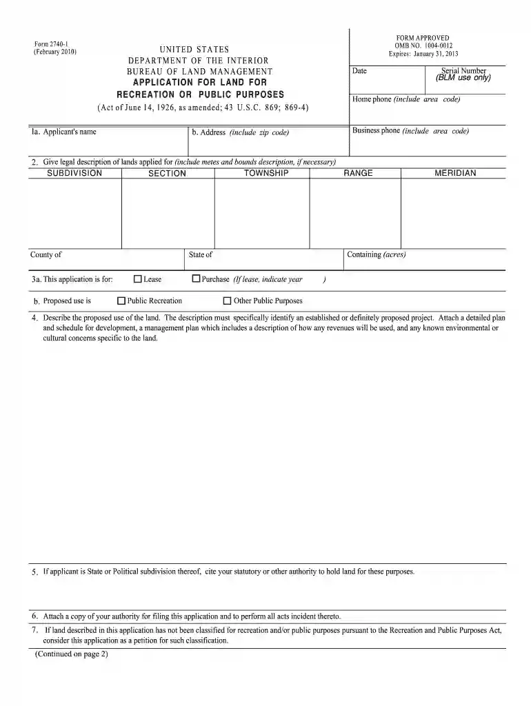 federal form 2740 1 2010 Preview on Page 1