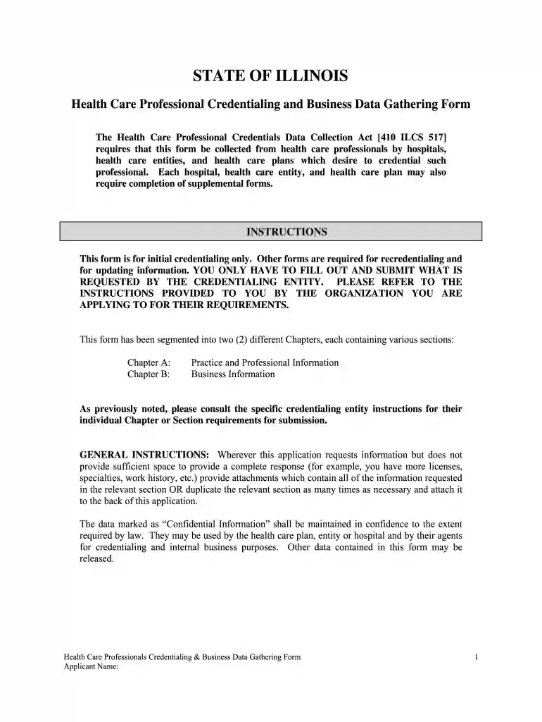 state of illinois credentialing application Preview on Page 1