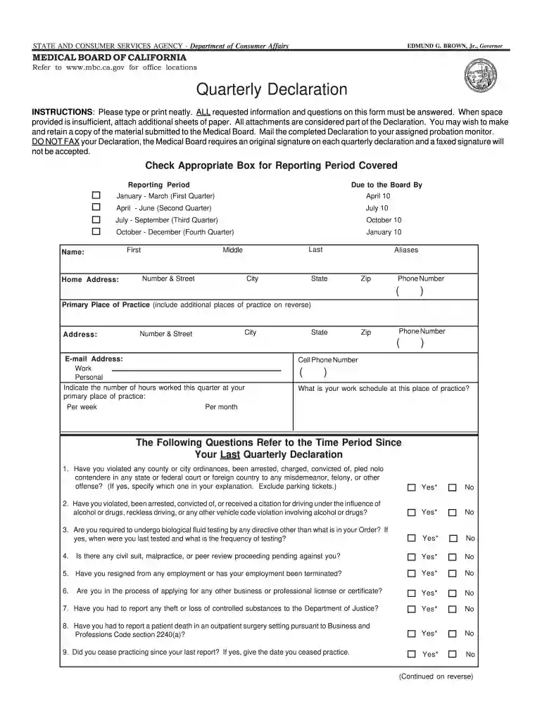 declaration probation form Preview on Page 1
