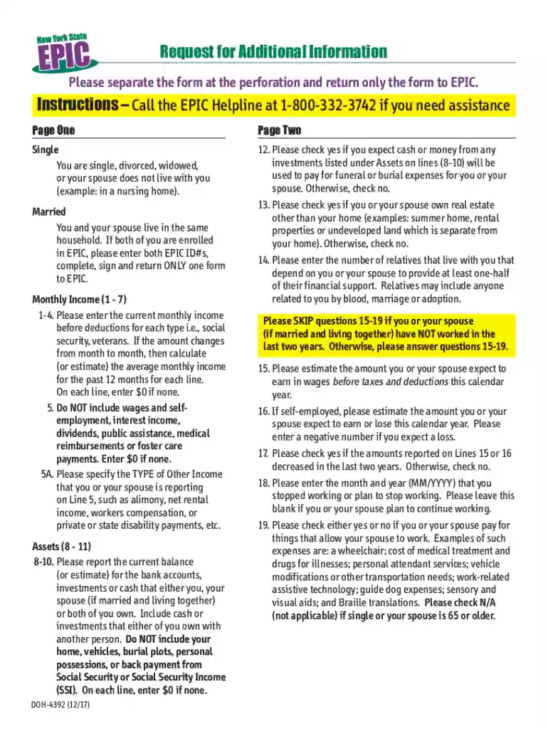 Request for Additional Information Instructions Call the EPIC ... Preview on Page 1