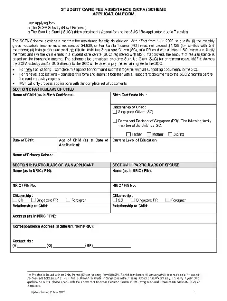 student care fee assistance Preview on Page 1
