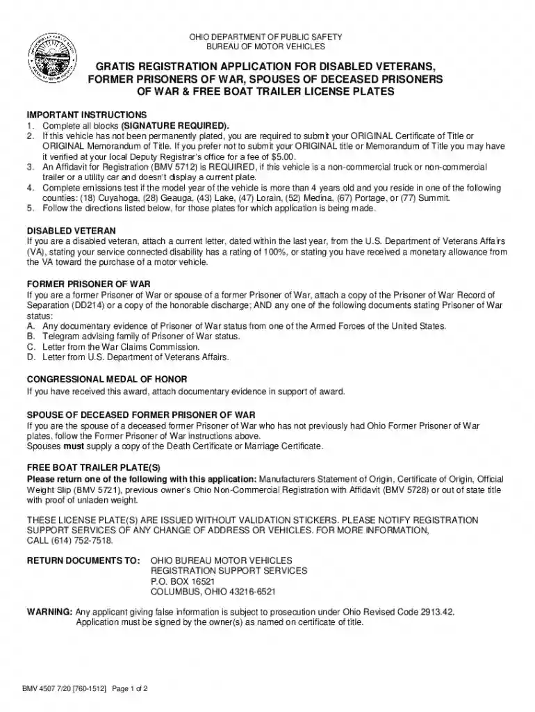 ohio bmv 4507 Preview on Page 1