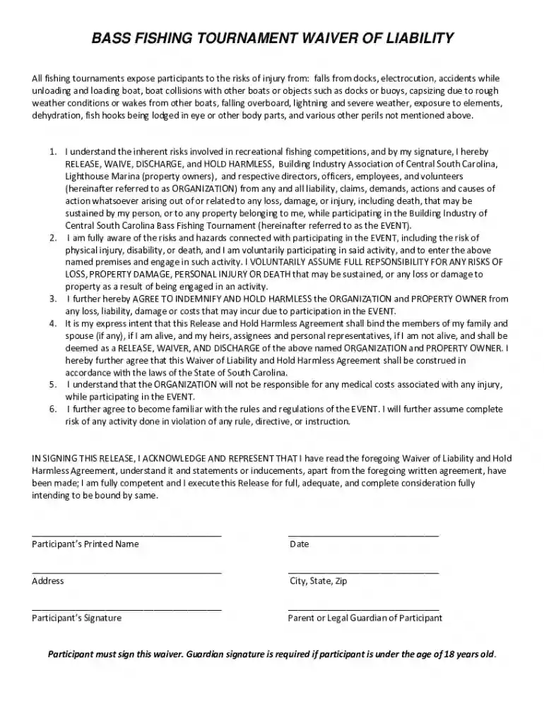 south carolina waiver liability Preview on Page 1