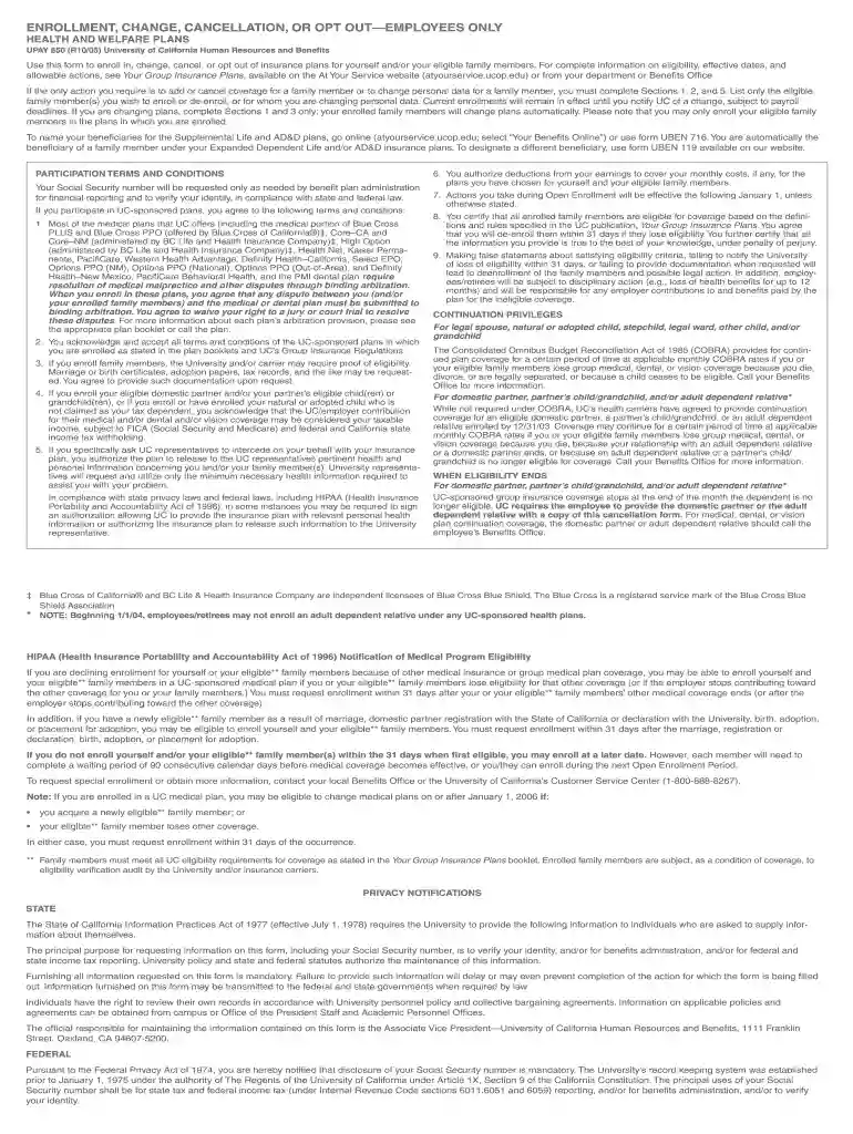upay 850 2005 form Preview on Page 1