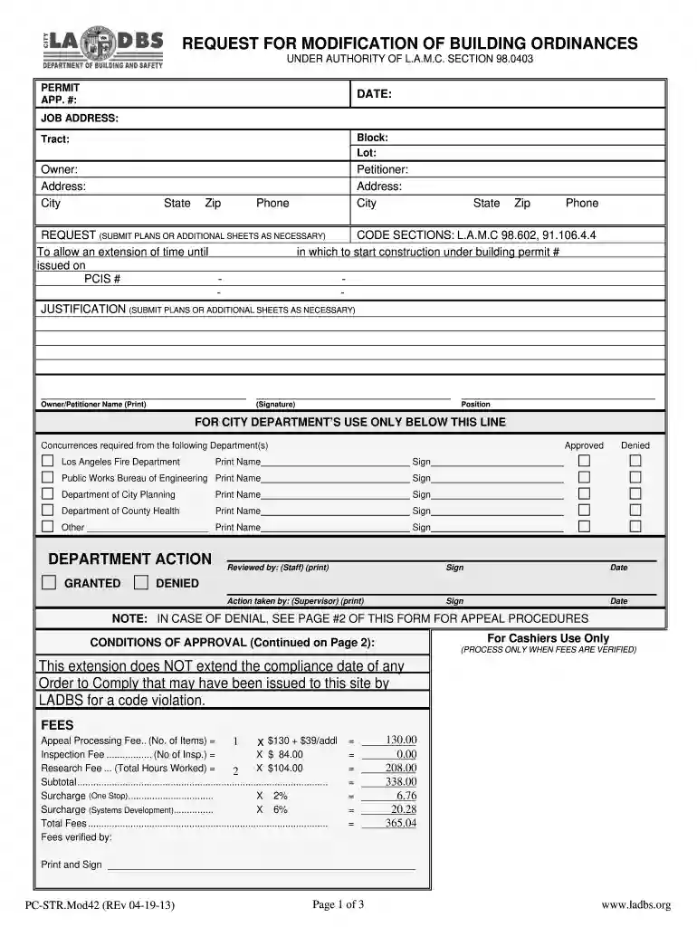 request for modification of building ordinances Preview on Page 1