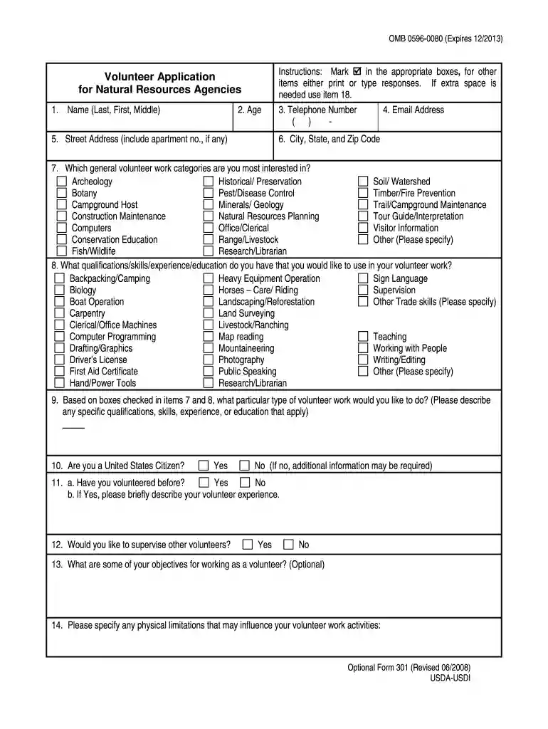 application natural resources 2008-2019 form Preview on Page 1