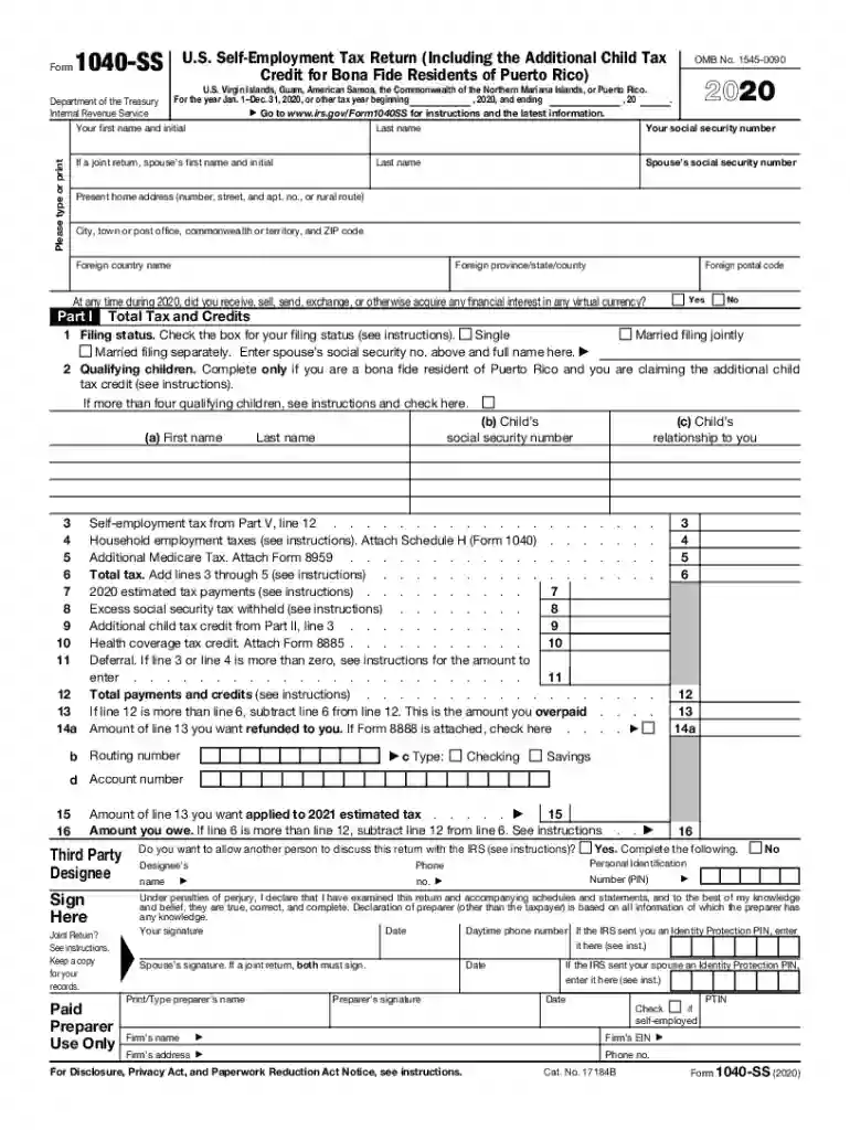 fillable 2020 form 1040 Preview on Page 1