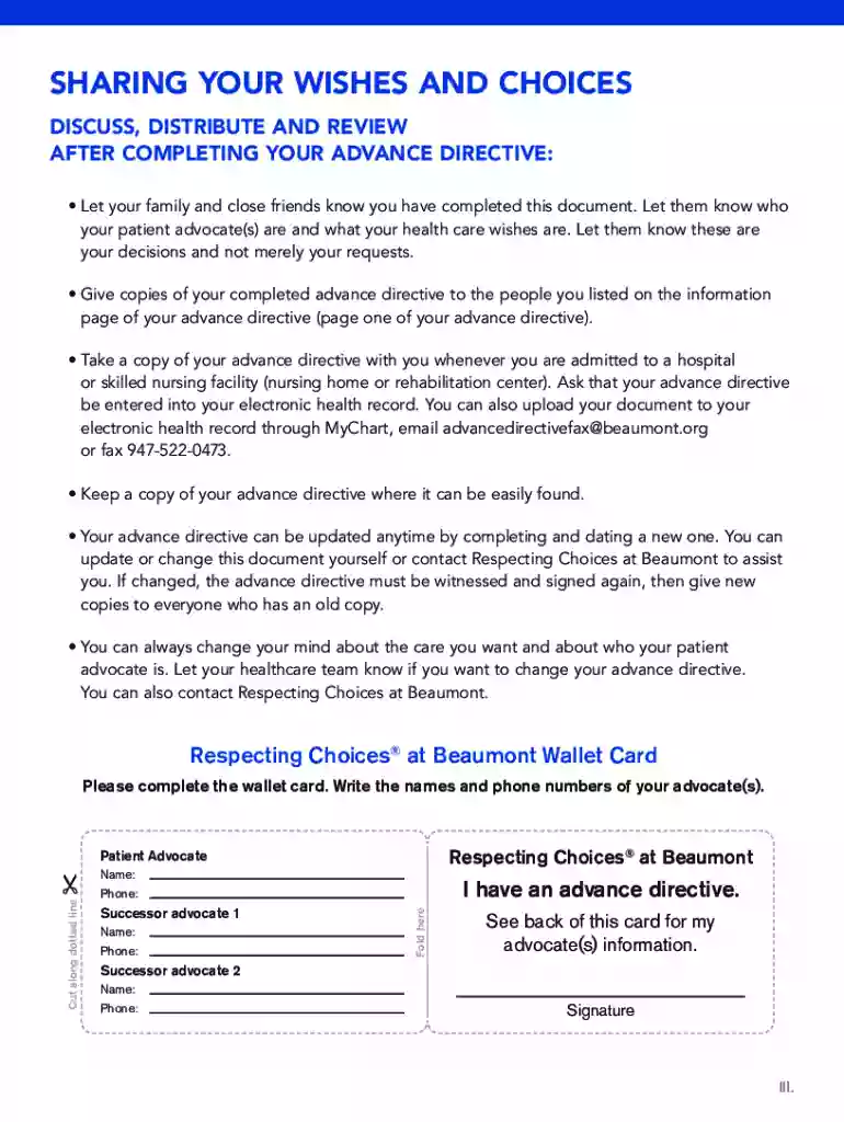 beaumont advance directive Preview on Page 1