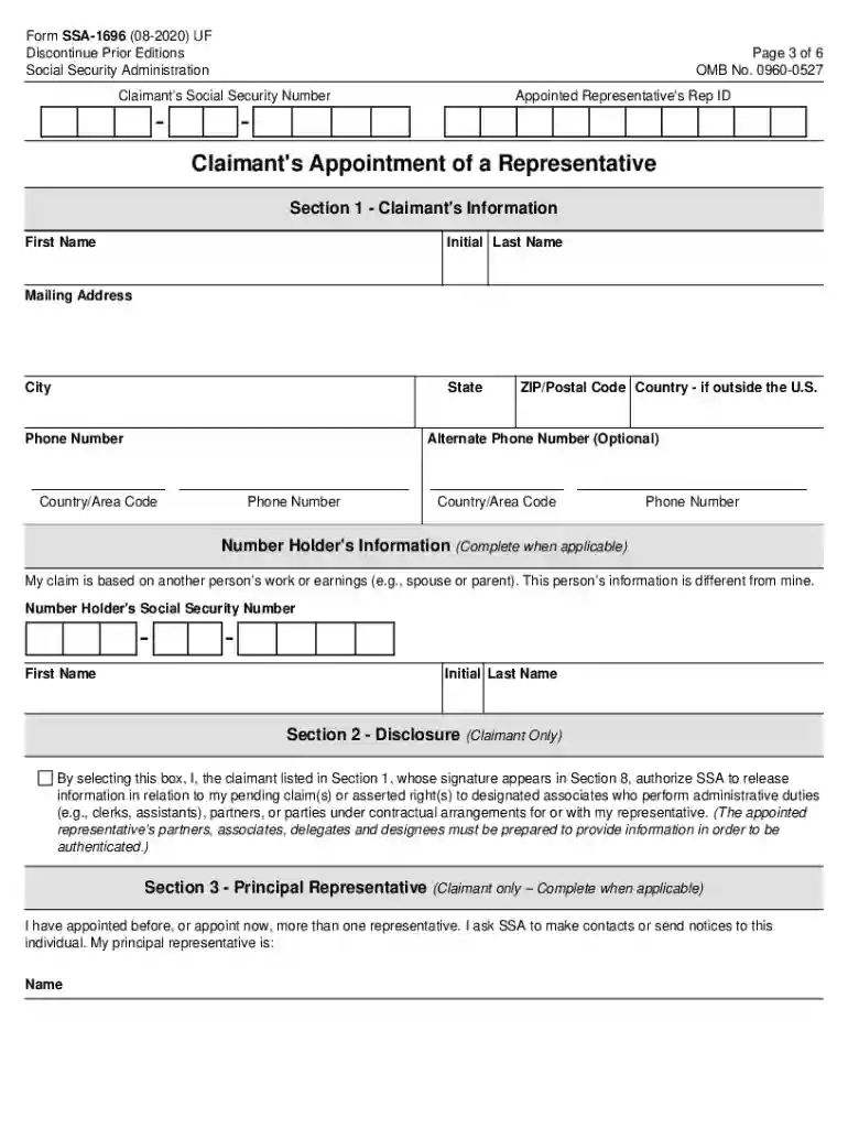 ssa form 1696 Preview on Page 1