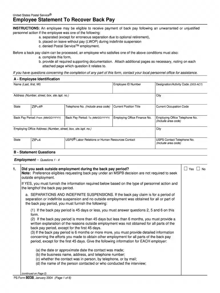 ps form 8038 Preview on Page 1