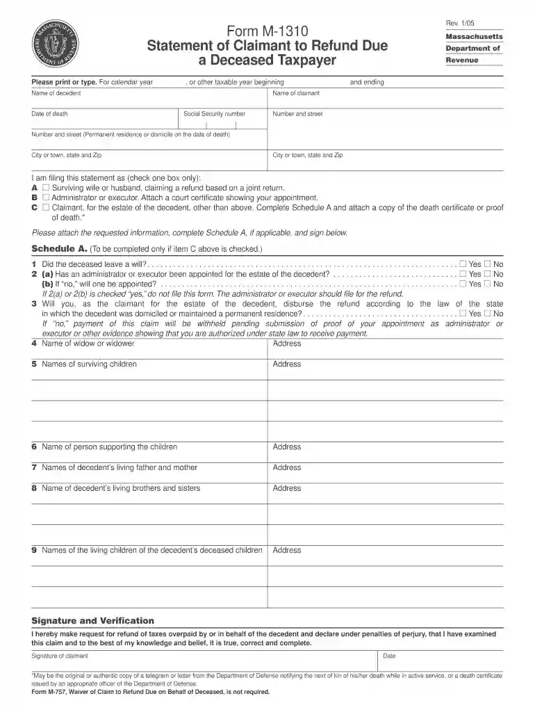 mass form m 1310 instructions 2005 Preview on Page 1