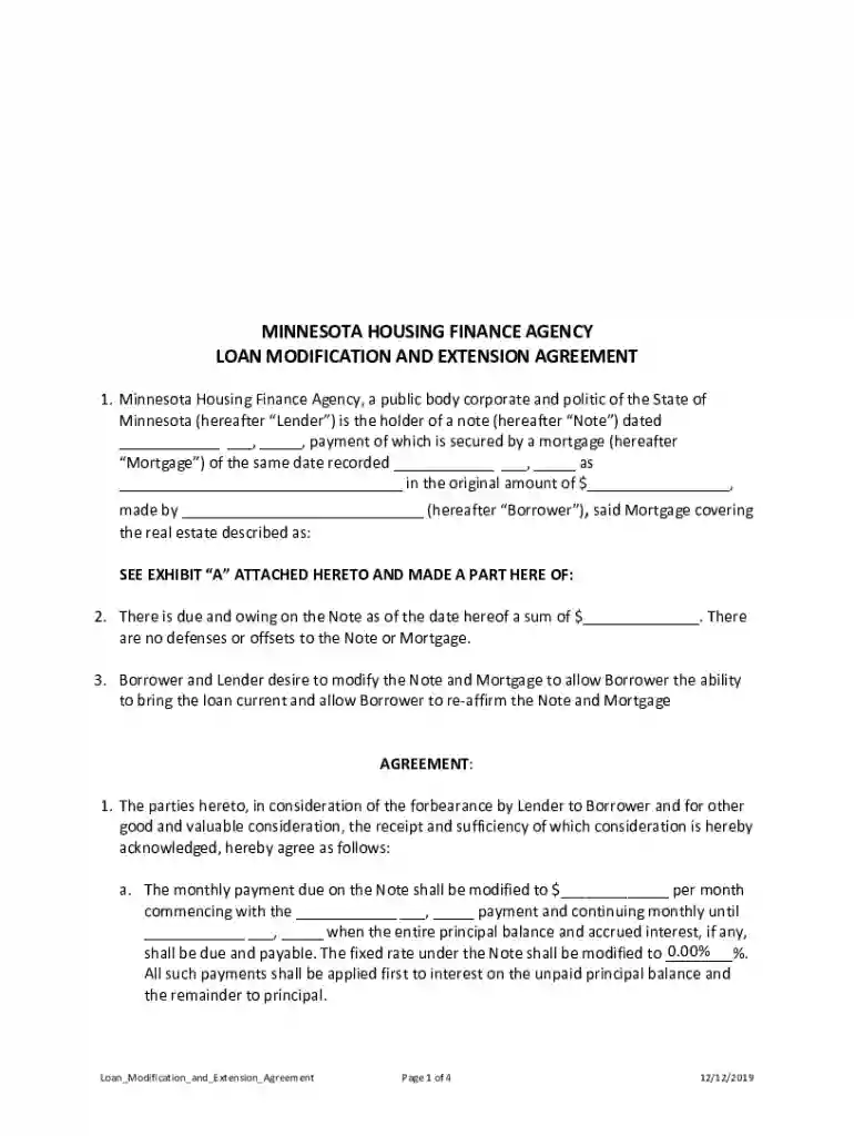 mortgage extension agreement Preview on Page 1