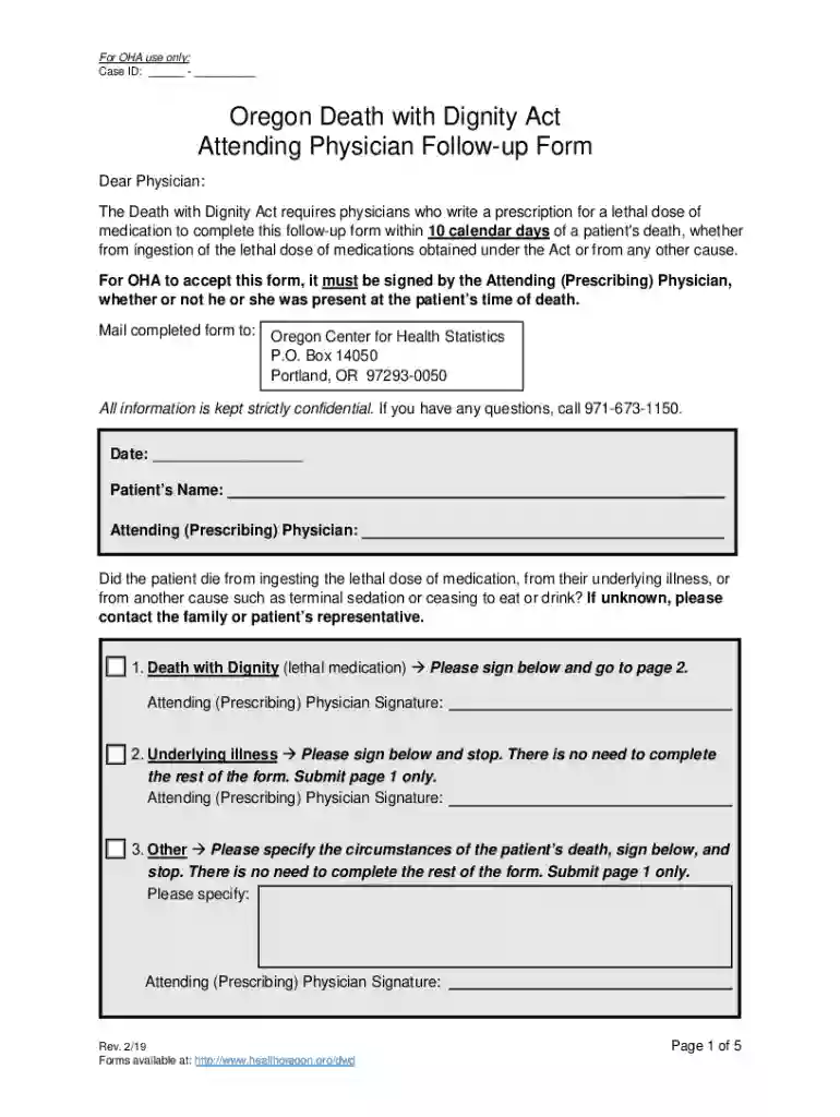 Oregon Death with Dignity Act Attending Physician Follow Preview on Page 1