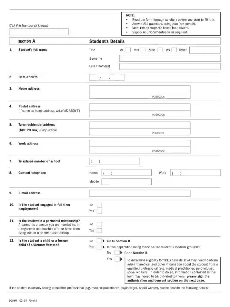 dva form d2566 latest Preview on Page 1