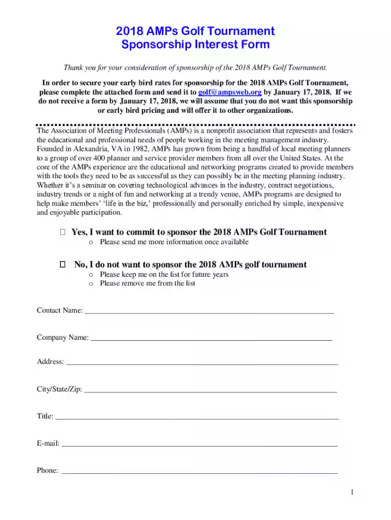 golf tournament sponsorship letter Preview on Page 1
