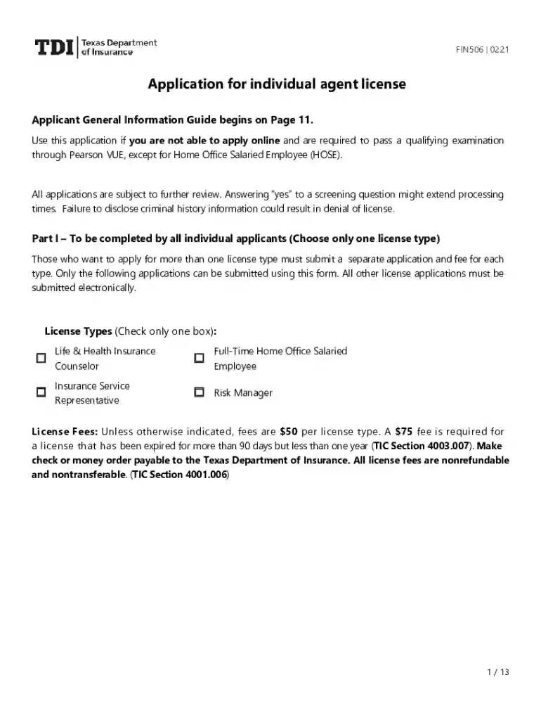texas tdi fin agent Preview on Page 1