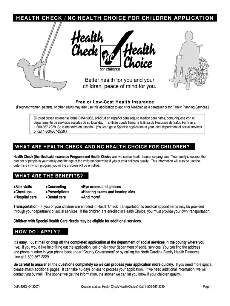 HEALTH CHECK NC HEALTH CHOICE FOR CHILDREN - buncombecounty Preview on Page 1