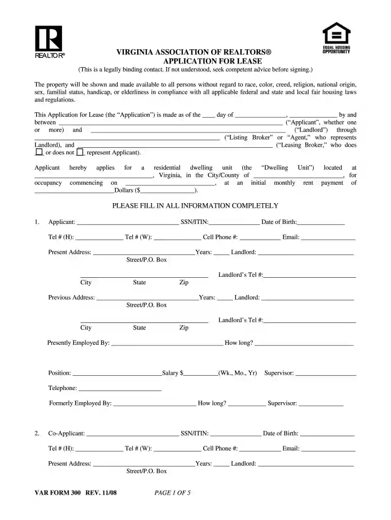 virginia realtors residential lease 2024 Preview on Page 1
