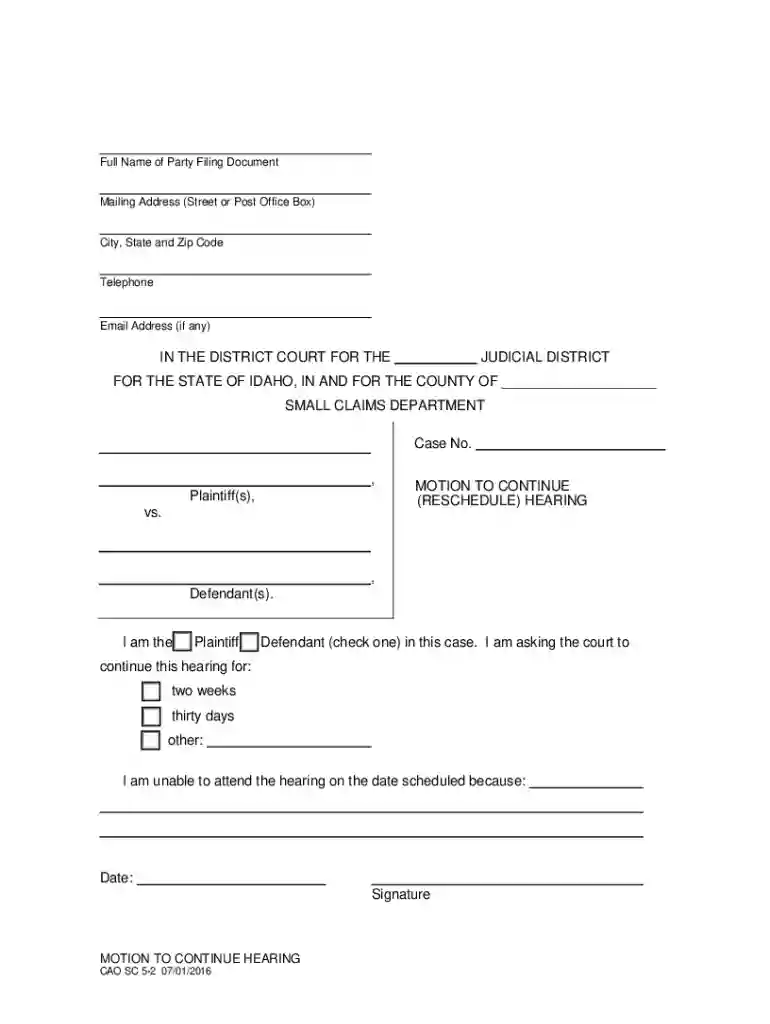 CAO SC 2-1 Affidavit of Service - Idaho Court Assistance Office Preview on Page 1