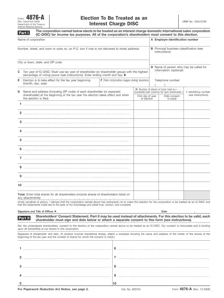 form 4876 a 2009 Preview on Page 1