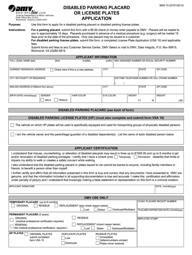 ncdmv handicap form Preview on Page 1