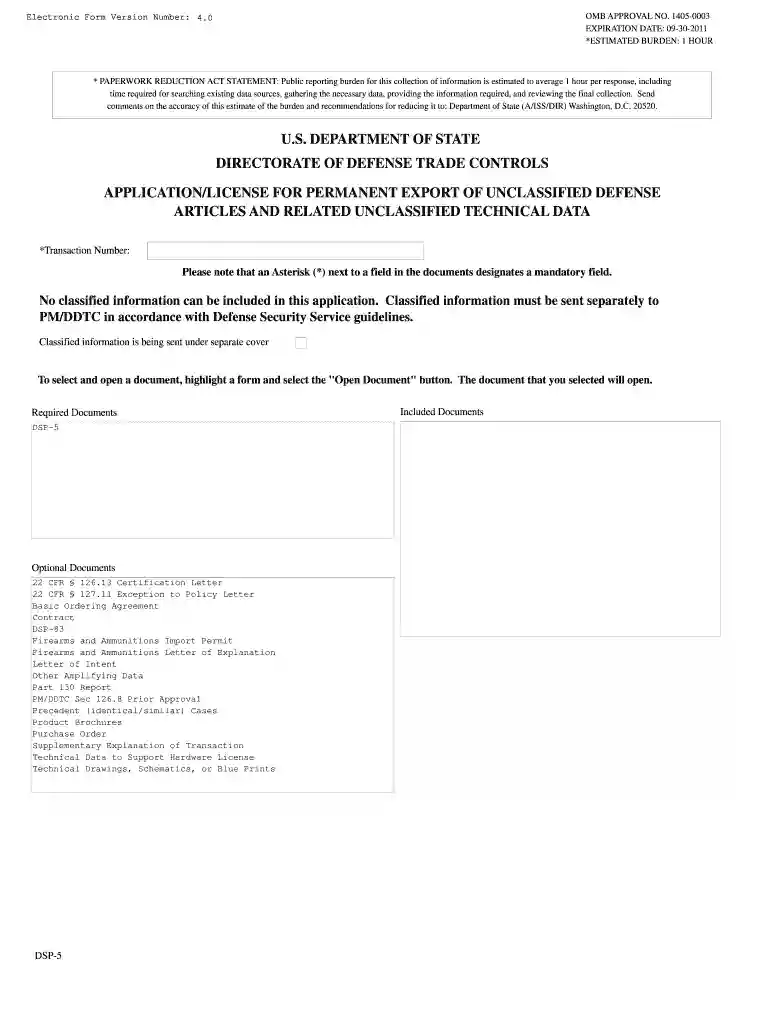 dsp 5 form Preview on Page 1