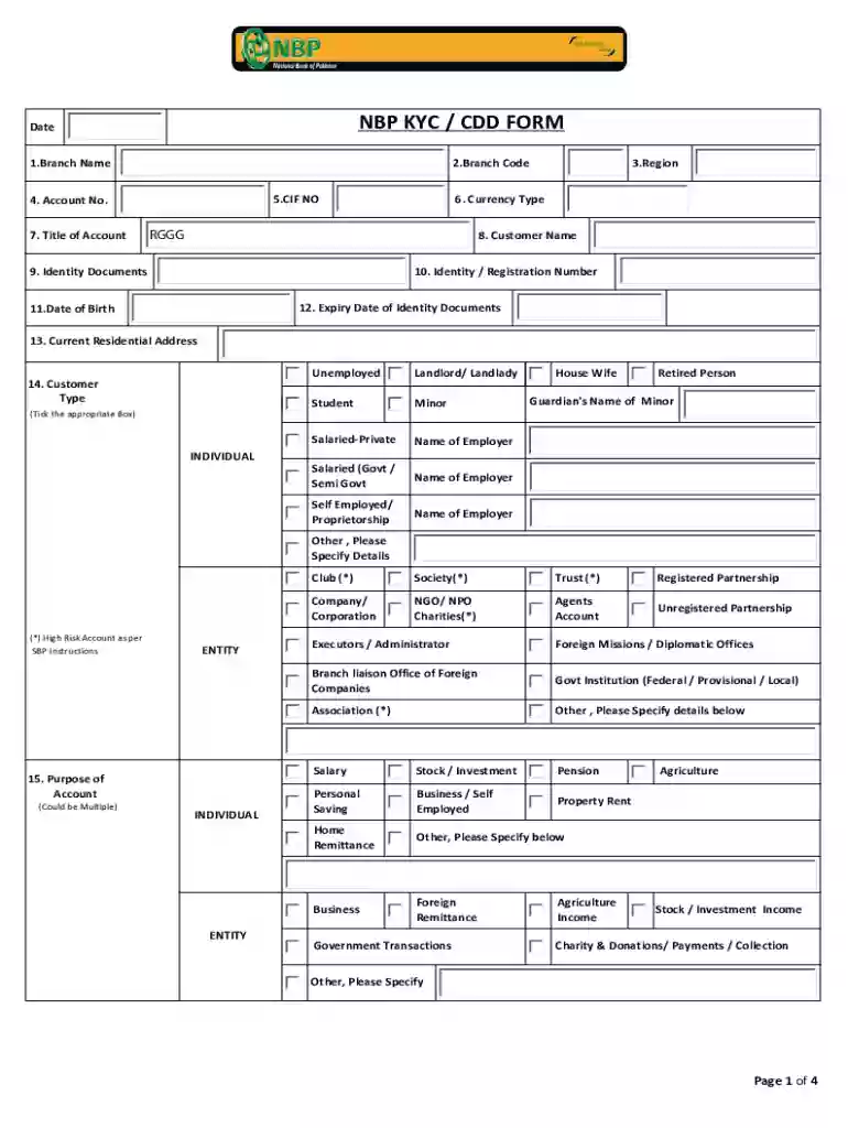 nbp kyc cdd form Preview on Page 1