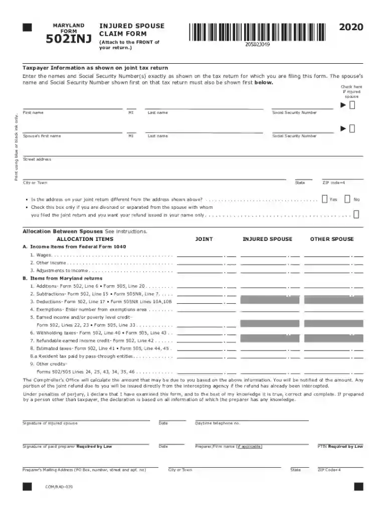 md 502 form 2023 Preview on Page 1