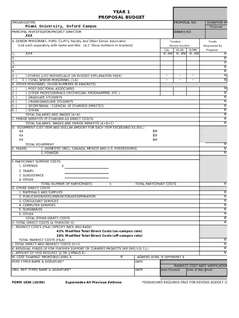 NSF Excel Budget Template Budget Templates Preview on Page 1