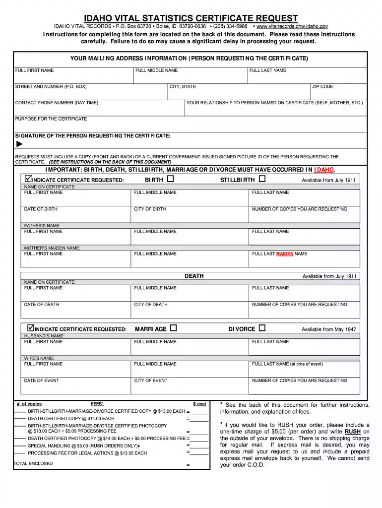 idaho marriage certificate copy Preview on Page 1