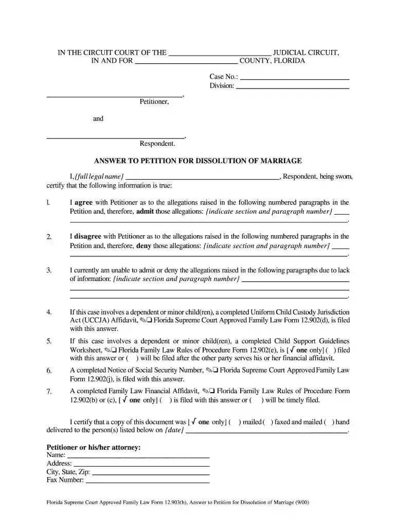petition for dissolution of marriage Preview on Page 1