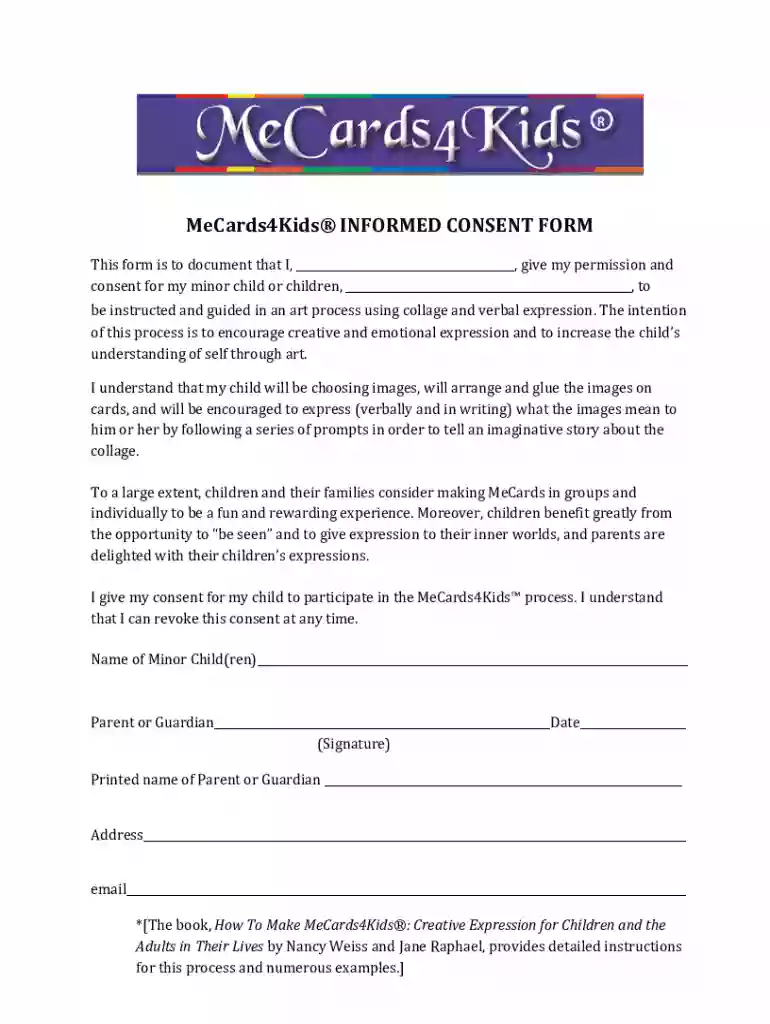 *MeCards4Kids Informed Consent Form with Logo.docx Preview on Page 1