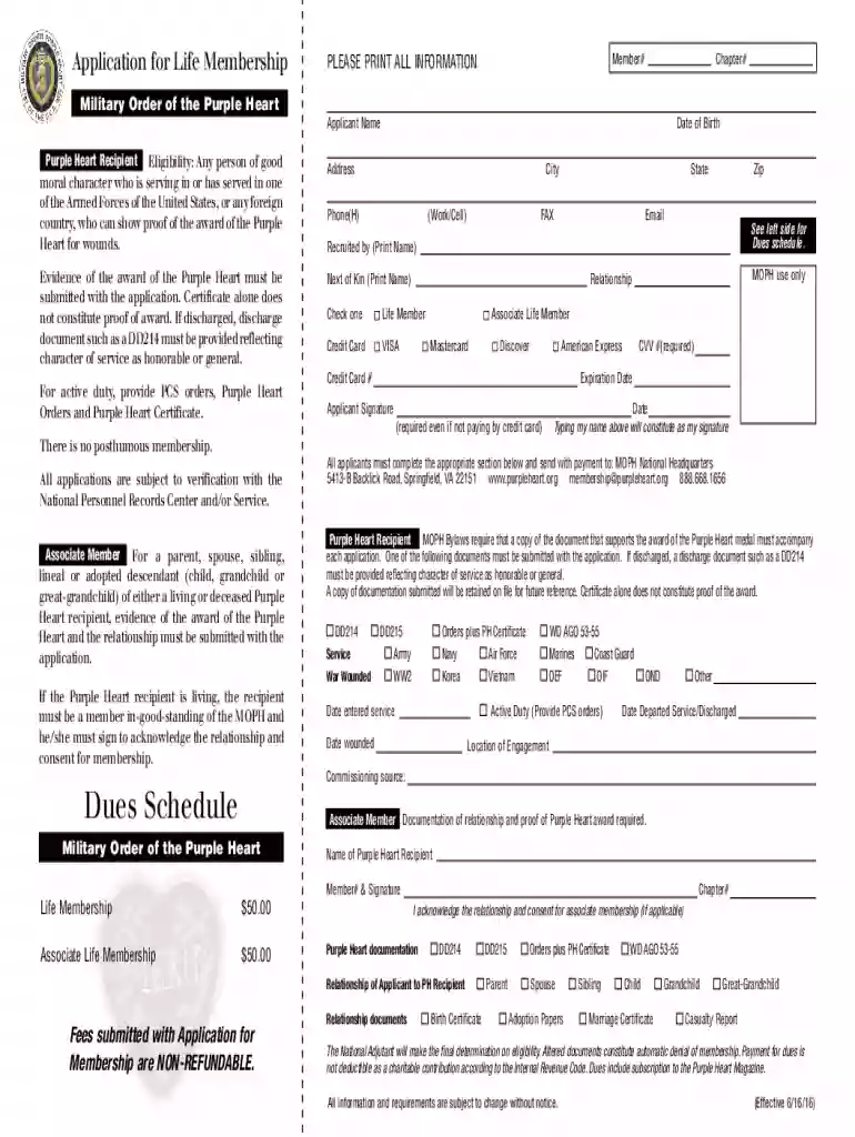 Military Order of the Purple Heart Applicant Name Date of Preview on Page 1