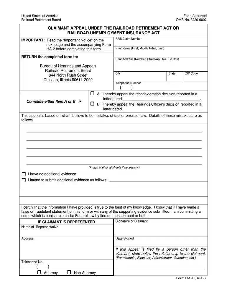 ha1 form railroad disibility Preview on Page 1