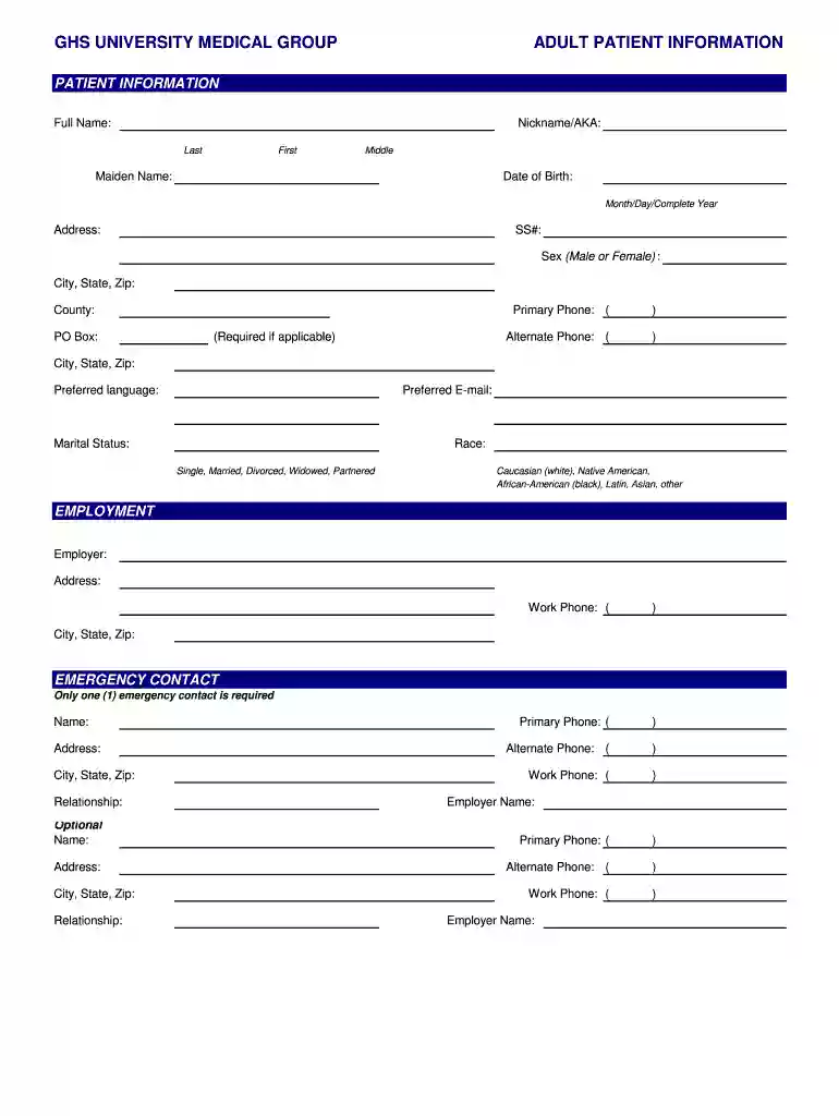 new patient medical forms Preview on Page 1