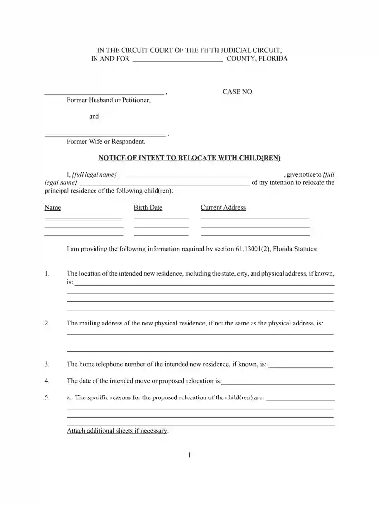 florida notice of intent Preview on Page 1