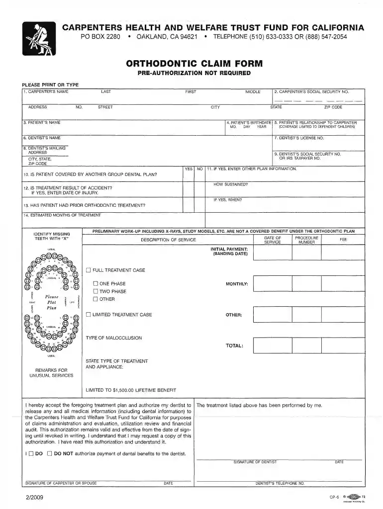 Orthodontic Claim Form . pdf - CFAO - cfao Preview on Page 1