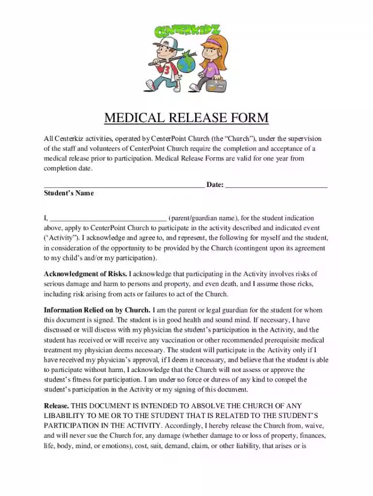 Free Church Event Release Forms Preview on Page 1