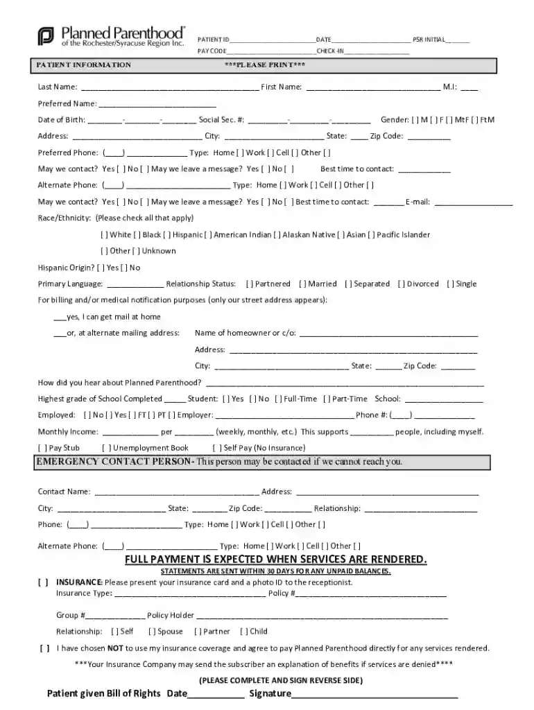 proof of pregnancy form planned parenthood Preview on Page 1