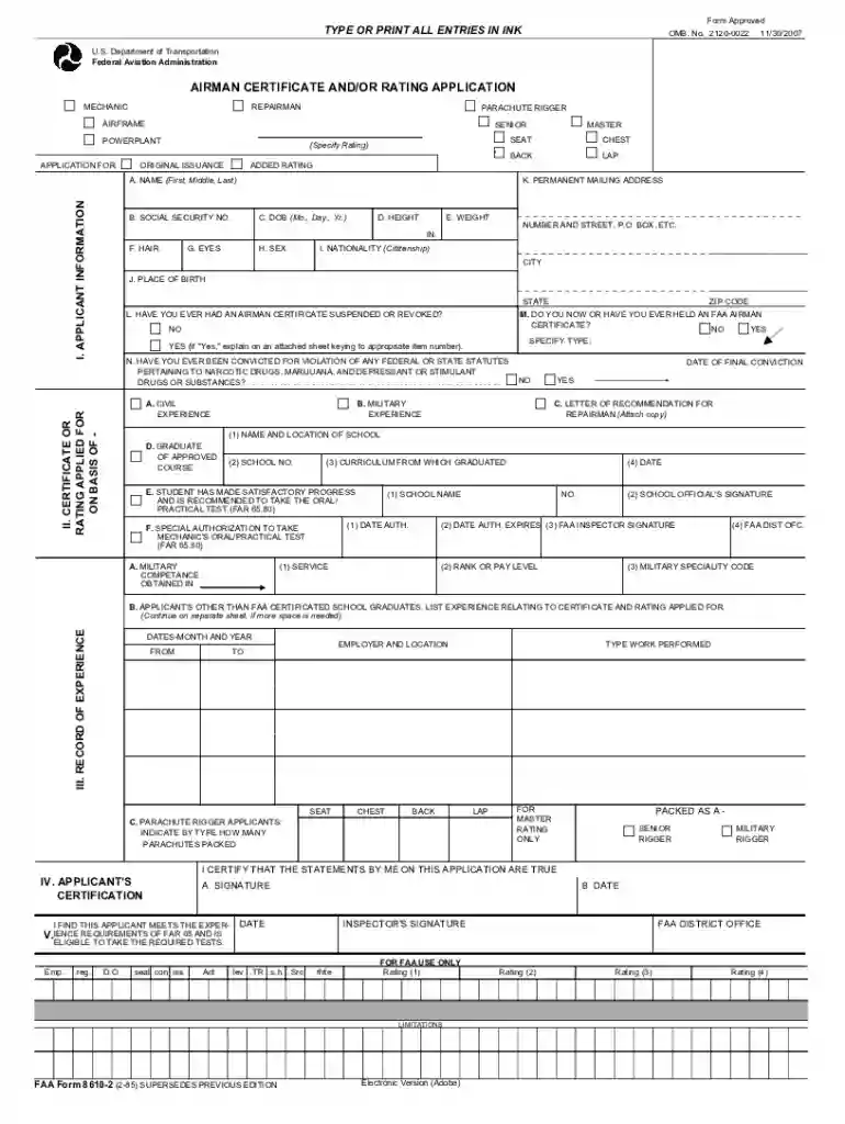 faa form 8610 2 Preview on Page 1