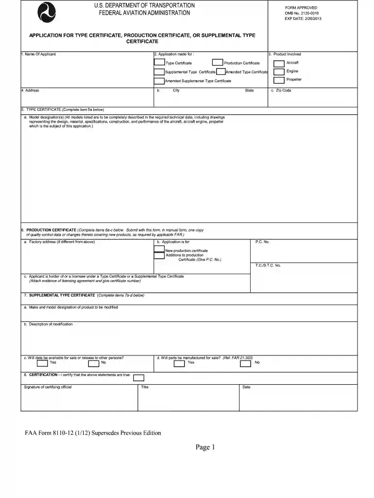 form 8110 Preview on Page 1