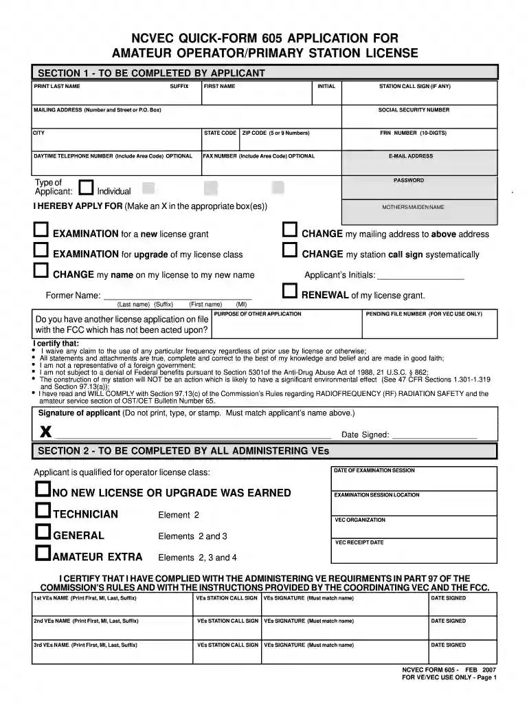 fcc form 605 Preview on Page 1