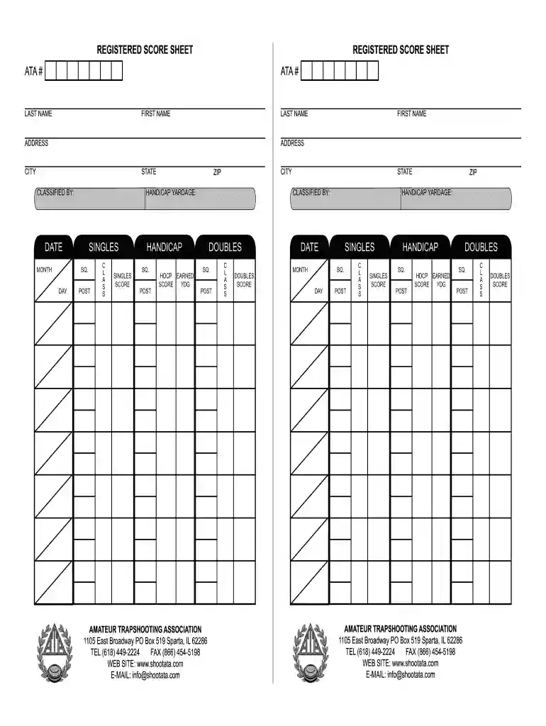 trap shooting score sheet Preview on Page 1