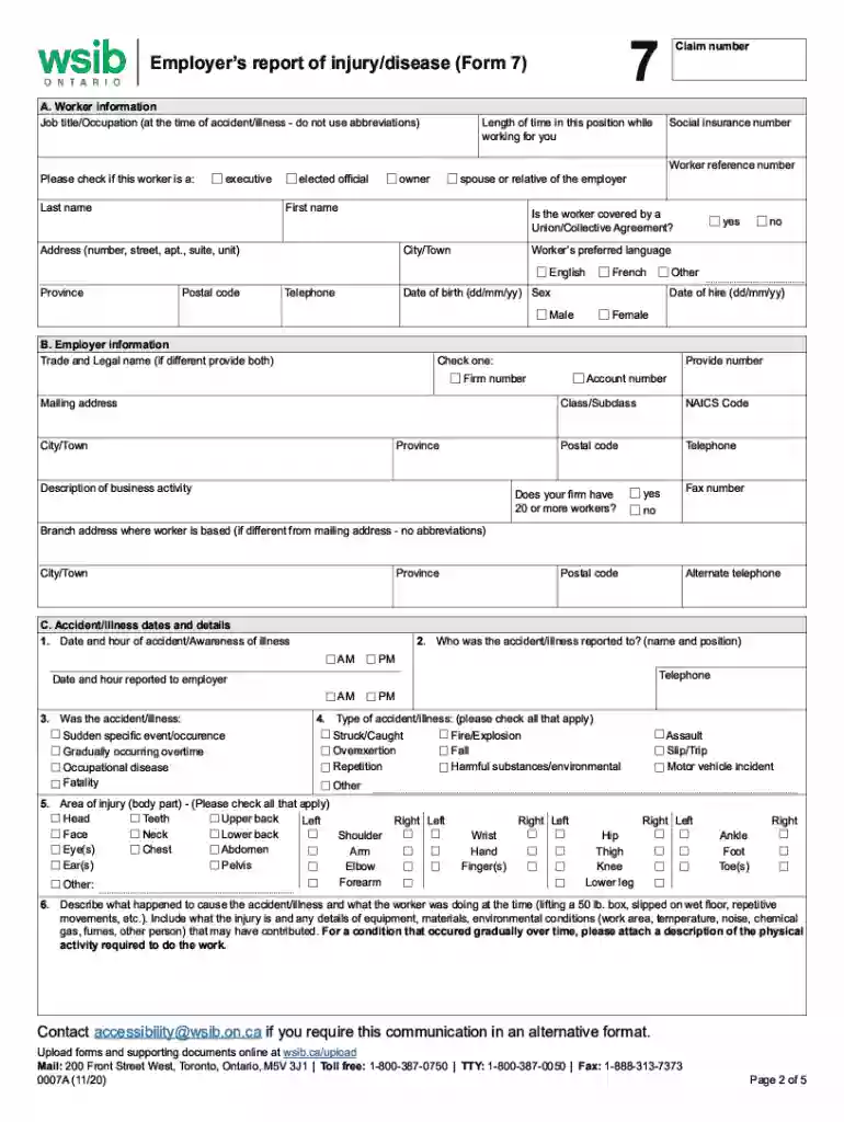 wsib form 7 Preview on Page 1